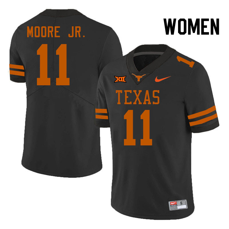 Women #11 DeAndre Moore Jr. Texas Longhorns College Football Jerseys Stitched Sale-Black